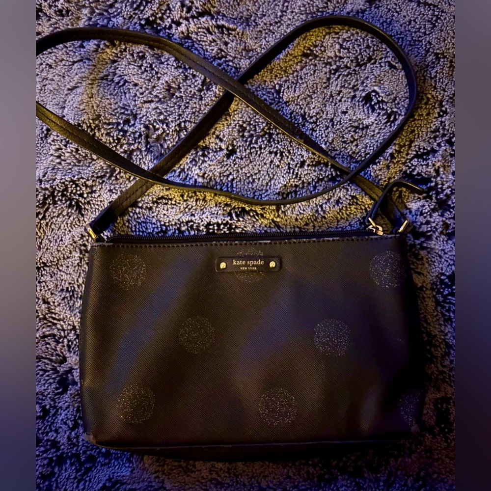 Kate Spade Black Crossbody Bag with Glitter Polka Dots